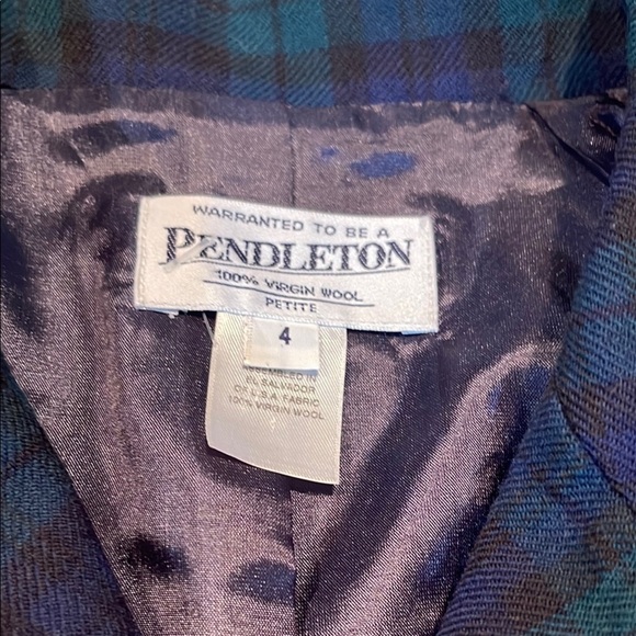 Pendleton Women's Wool Plaid Blazer - Green and Blue - Picture 2 of 4